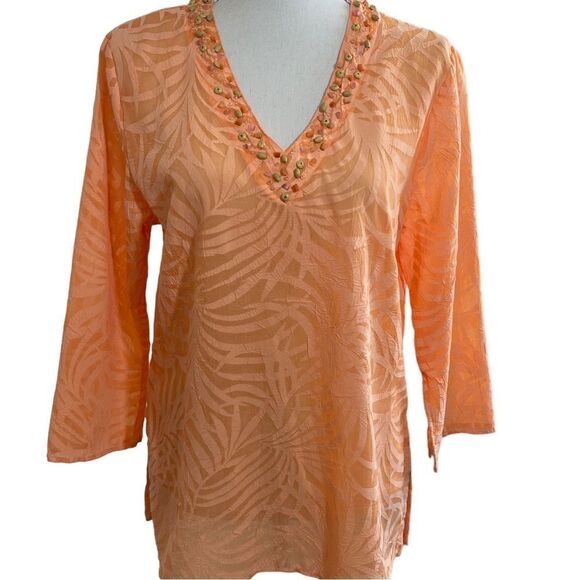 HEART OF PALMS - SUMMERTIME TUNIC - COLOR IS ORANGE / CORAL - SIZE 8 - B8 - Picture 2 of 8
